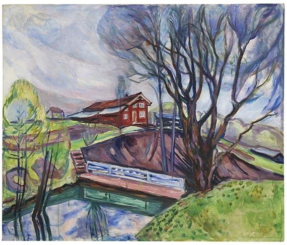Edvard Munch, Das rote Haus (Det røde hus), 1926, oil on canvas. Photo: Ketterer Kunst