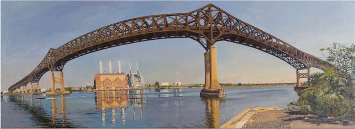 Rackstraw Downes, The Pulaski Skyway Crossing the Hackensack River, 2007. Oil on canvas.