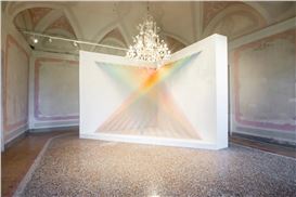 Dazzling Thread Art Installation Stretches String To Create Luminous Indoor Rainbows