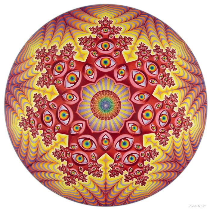 Alex Grey, Vision Crystal Tondo, oil on wood, 48_ tondo, 1015