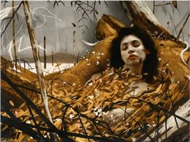 Dreamy Ethereal Paintings Come to Life with Reflective Gold Leaf