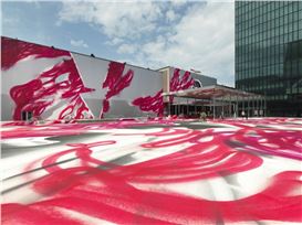 Ephemeral Streaks of Magenta Cover 53,000 Square Feet of Space at Art Basel