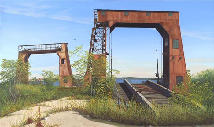 Valeri Larko, Rusting Gantries, 2008. Oil on linen. 